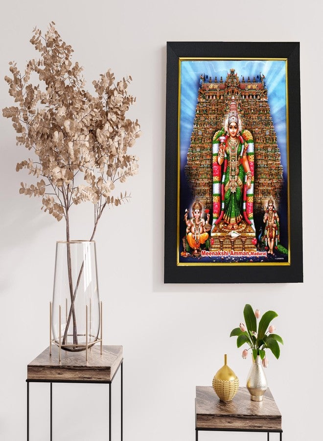 101Temples - Goddess Meenakshi Amman Wooden Photo Frame | Madurai | Meenatchi | Amman | Arulmigu | Angayarkannammai | 1 Piece | 10 x 13 | Matt Finish | Wood (Temple) - Image 3